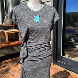 Isabel Marant Etoile Naerys midi t-shirt style gray ruched dress 6 8 38